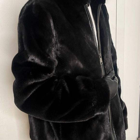 Casiani Black Fur Mink Coat Jacket - Picture 4 of 5